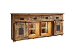 Livetastic Sideboard, Braun, Schwarz, Holz,