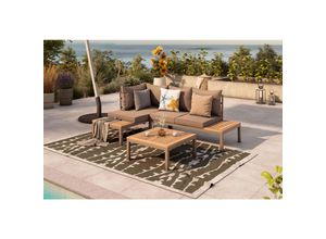 Ambia Garden Loungegarnitur, Braun, Akazie, Holz, Metall, Akazie, vollmassiv, Füllung: Komfortschaum,Faserbällchen, L-Form, einzeln stellbar, 207x138 cm, Fsc, Bsci, Loungemöbel, Gartenlounge-Sets