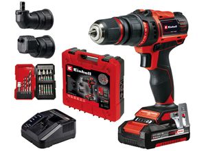 Akku-Bohrschrauber EINHELL "TE-CD 18/45 3X-Li +22", rot (rot, schwarz), B:78mm H:240mm L:212mm, Bohrmaschinen, Power X-Change, inkl. Akku 18V/2,0Ah, Ladegerät, Zubehör, Koffer