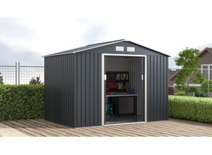 Gerätehaus KONIFERA "Gartenhaus Metall Geräteschuppen, inkl. Bodenrahmen", grau (anthrazit, beige), Metall, Gerätehäuser, wetterfest und langlebig, nahezu wartungsfrei