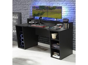 Mid.you Gamingtisch, Schwarz, Metall, Kunststoff,