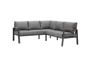 Ambia Garden Loungegarnitur , Anthrazit, Grau, Natur , Holz, Metall, Textil , 12-teilig , Eukalyptusholz , massiv , Füllung: Schaumstoff,Komfortschaum , L-Form , 200x200 cm , Loungemöbel, Loungemöbel-Sets