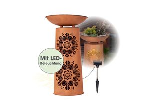 EASYmaxx LED-Dekosäule Rost-Optik Mandala rund