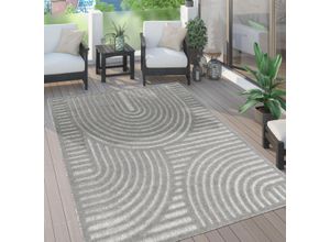 Teppich PACO HOME "Livorno 674", grau, B:60cm H:14mm L:100cm, Polypropylen (PP), Teppiche, Teppich, Uni Farben, moderner Hoch-Tief-Effekt, Scandi-Look, Outdoor geeignet