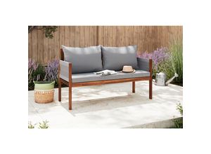 Ambia Garden Gartenbank , Grau, Akazie , Holz, Kunststoff, Textil , Akazie , Hartholz , 2-Sitzer , 150x90x60 cm , in verschiedenen Holzarten erhältlich , Gartenmöbel, Gartenbänke