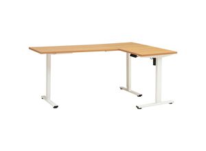 Mid.you Eckschreibtisch, Weiß, Eiche, Metall,