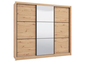 Xora Schiebetürenschrank, Eiche Artisan, Glas,