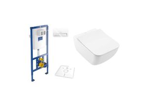 Villeroy & Boch Venticello & ViConnect Komplett-Set spülrandlos, weiß Ceramicplus, mit WC-Sitz