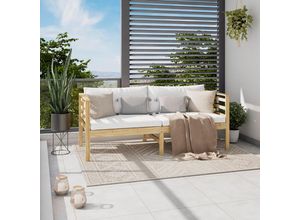 Ambia Garden Gartenbank , Weiß, Akazie , Holz, Textil , Akazie , massiv , 2-Sitzer , Füllung: Polyester , 180x70x74 cm , Gartenmöbel, Gartenbänke