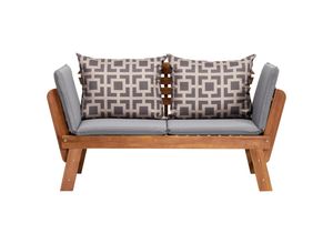 Ambia Garden Gartenbank , Grau, Akazie , Holz, Textil , Akazie , massiv , 2-Sitzer , Füllung: Schaumstoff , 75x190x67 cm , mit Rückenlehne , Holzmöbel, Sitzgelegenheiten Holz, Gartenbänke Holz