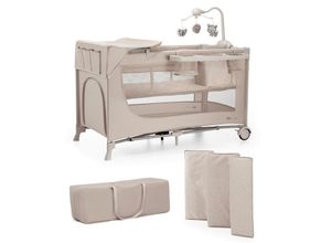 Kinderkraft Reisebett Joy 2 , Beige , 60x120 cm , zusammenklappbar, Ausstieg , Babymöbel, Babybetten, Reisebetten