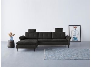 Ecksofa HOME AFFAIRE "Birkholm L-Form", schwarz, B:267cm H:83cm T:174cm, 100% Polyester, Sofas, Ecksofa, Armlehnverstellung, auch in Easy Clean Bezug - mit Wasser zu reinigen