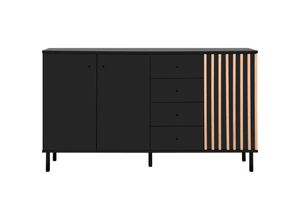 Livetastic Sideboard , Schwarz, Eiche