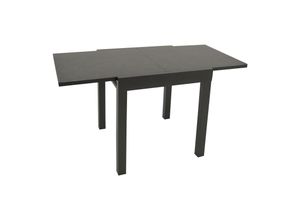 DEGAMO Balkon-Ausziehtisch LIVORNO 70/140x70cm, Aluminium anthrazit + Glas in Keramikoptik dunkelgrau