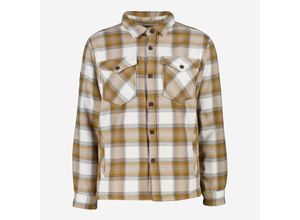 Weiß-braune Hemdjacke mit Karomuster