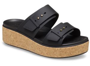 Keilpantolette CROCS "Brooklyn Cork Buckle", Damen, Gr. 41, schwarz, Croslite™, Schuhe, Keilsandale, Plateausandale mit LiteRide™ Schaumfußbett