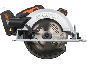 Akku-Handkreissäge WORX "WX520 NITRO", schwarz (scharz), B:17mm H:24,8mm L:32,6mm, Sägemaschinen, 190 mm Sägeblatt, 0-57 Schrägschnitte, inkl. Akku & Schnellladegerät