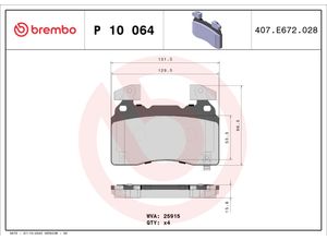 BREMBO Bremsbelagsatz, Scheibenbremse p10064 für