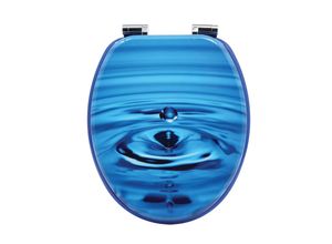 sanicomfort WC Sitz Drop , MDF Holzkern, mit Absenkautomatik, Toilettensitz mit Klodecken, Klobrille und Deckel, verchromte Metallscharniere, einfache Montage