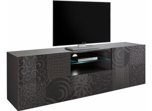 Lowboard HOME AFFAIRE "Miro", grau (anthrazit hochglanz lack mit siebdruck), Sideboards, Lowboard, Breite 181 cm mit dekorativem Siebdruck