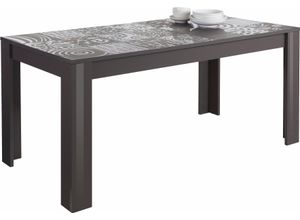 Esstisch HOME AFFAIRE "Miro", grau (anthrazit hochglanz lack mit siebdruck), B:180cm H:79cm T:90cm, Tische, Rechteckiger Esstisch Esstisch, Breite 180 cm mit oder ohne Ansteckplatten