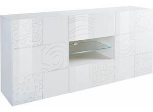 Sideboard HOME AFFAIRE "Miro", weiß (weiß hochglanz lack mit siebdruck), Sideboards, Sideboard, Breite 181 cm mit dekorativem Siebdruck