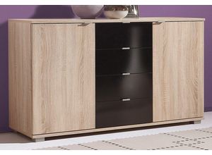 Sideboard PRIESS, schwarz (eichefarben, schwarz),