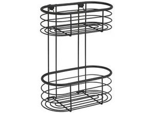 Edelstahl Wandregal Mod. Trestina 2 Etagen Schwarz, hochwertiger Rostschutz