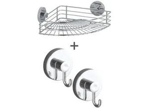 Vacuum-Loc® Eckablage Mod. Bari + Haken, 3-tlg., Befestigung ohne bohren