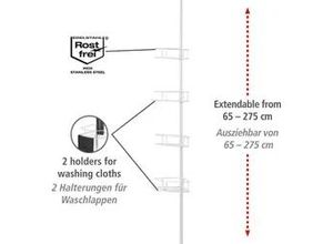 Teleskop-Eckregal Mod. Dolcedo Weiß matt, aus rostfreiem Edelstahl
