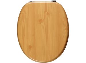 WC-Sitz ADOB, beige (kieferfarben), B:37,5cm L:44,5cm, WC-Sitze, WC-Sitz, äußerst stabil, Messing verchromte Scharniere