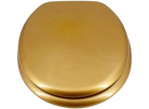 WC-Sitz ADOB, gold (goldfarben), B:37,5cm L:44,5cm, WC-Sitze, WC-Sitz, äußerst stabil, Messing verchromte Scharniere