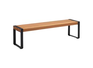 Ambia Garden Gartenbank, Schwarz, Teak, Holz, Metall, Eukalyptusholz, vollmassiv, 3-Sitzer, 170x45x41 cm, Gartenmöbel, Gartenbänke