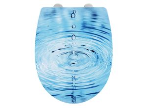 WC-Sitz WENKO "Droplets", mehrfarbig, B:38,8cm L:45cm, Thermoplast, WC-Sitze, glänzender Toilettensitz aus Thermoplast mit Motiv, Absenkautomatik