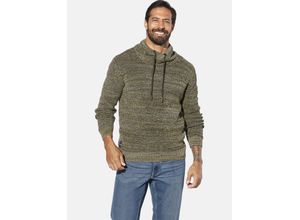 Schalkragenpullover JAN VANDERSTORM "Pullover LARNO", Herren, Gr. L, grün (oliv melange), Obermaterial: 100% Baumwolle CO., Pullover