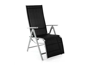 Gartenstuhl VCM "Alu Klappstuhl mit Fußstütze Schwarz", schwarz, Obermaterial: 100% Metall MT., Stühle, Gartenstuhl