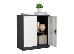 Aktenschrank VCM "Büroschrank Stahlschrank abschließbar Malivo 2fach", weiß (anthrazit, weiß), B:80cm T:40cm, Obermaterial: 100% Metall MT., Schränke