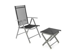 Gartenstuhl VCM "Aluminium Gartenstuhl mit Fußauflage", schwarz, Obermaterial: 100% Metall MT., Stühle, Gartenstuhl