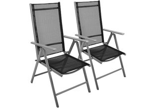 Gartenstuhl VCM "2er Set Gartenstuhl klappbar Klappsessel", schwarz, Obermaterial: 100% Metall MT., Stühle, Gartenstuhl