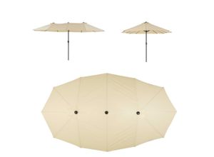 Sonnenschirm VCM "XXL Doppelsonnenschirm Creme mit Kurbel", beige (creme), Obermaterial: 100% Sonstiges Material (Ananasfaser) AM_PF ., Standschirme