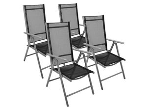 Gartenstuhl VCM "4er Set Gartenstuhl klappbar Klappsessel Alu", schwarz, Obermaterial: 100% Metall MT., Stühle, Gartenstuhl