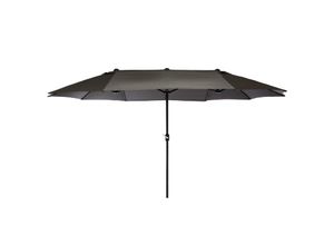 Sonnenschirm VCM "XXL Doppelsonnenschirm - Anthrazit mit Kurbel", grau (anthrazit), Obermaterial: 100% Sonstiges Material (Ananasfaser) AM_PF ., Standschirme