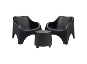 Balkonset, Anthrazit, Kunststoff, 3-teilig, Stühle stapelbar, platzsparend verstaubar, geeignet für Balkon, Balkonmöbel, Balkonmöbel-Sets