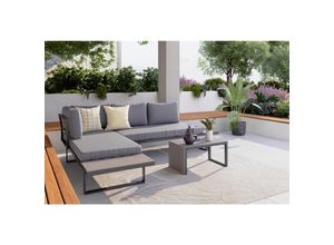 Ambia Garden Loungegarnitur, Grau, Metall, Kunststoff, Textil, Füllung: Schaumstoff,Polyester, 252x182 cm, Loungemöbel, Gartenlounge-Sets