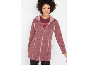 bonprix Long-Fleecejacke mit Kapuze, rot,