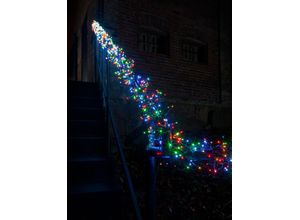 KONSTSMIDE LED-Lichterkette "Weihnachtsdeko aussen", schwarz, Dioden 960 Stk. Flammen 960 Stk., Kabellänge 5m x Gesamtlänge 12,2m, Lichterketten, Micro LED Büschellichterkette Cluster, mit 8 Funktionen, 960 Dioden
