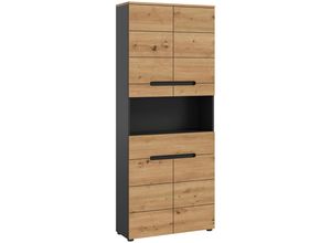 Mid.you Hochschrank, Dunkelgrau, Eiche Artisan,