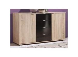 Sideboard PRIESS, schwarz (eichefarben, schwarz),
