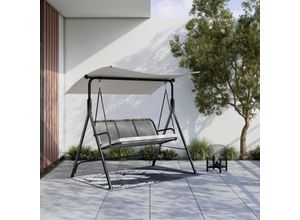Hollywoodschaukel Savanna Hellgrau Outdoorstoff/Metall