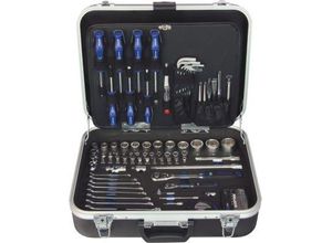 Projahn Werkzeugkoffer-Set, 149-teilig, 1/4" + 1/2" Antrieb, 48-Zahn-Knarren, ABS-Koffer mit klappbarer Werkzeugtafel, abschließbar
